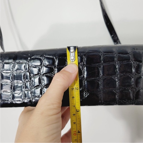 CABRELLI VINTAGE RECTANGULAR CROSSBODY PURSE FAUX GATOR CROCODILE TEXTURED BLACK - Picture 11 of 11